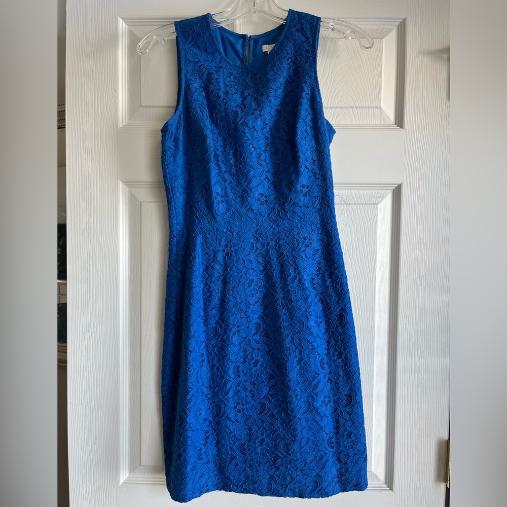 J Crew royal blue lace dress. Great condition.